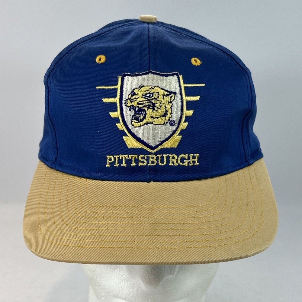 Vintage Pittsburgh Panthers Hat Cap Snap Back Embroidered Logo Spell Out USA 90s